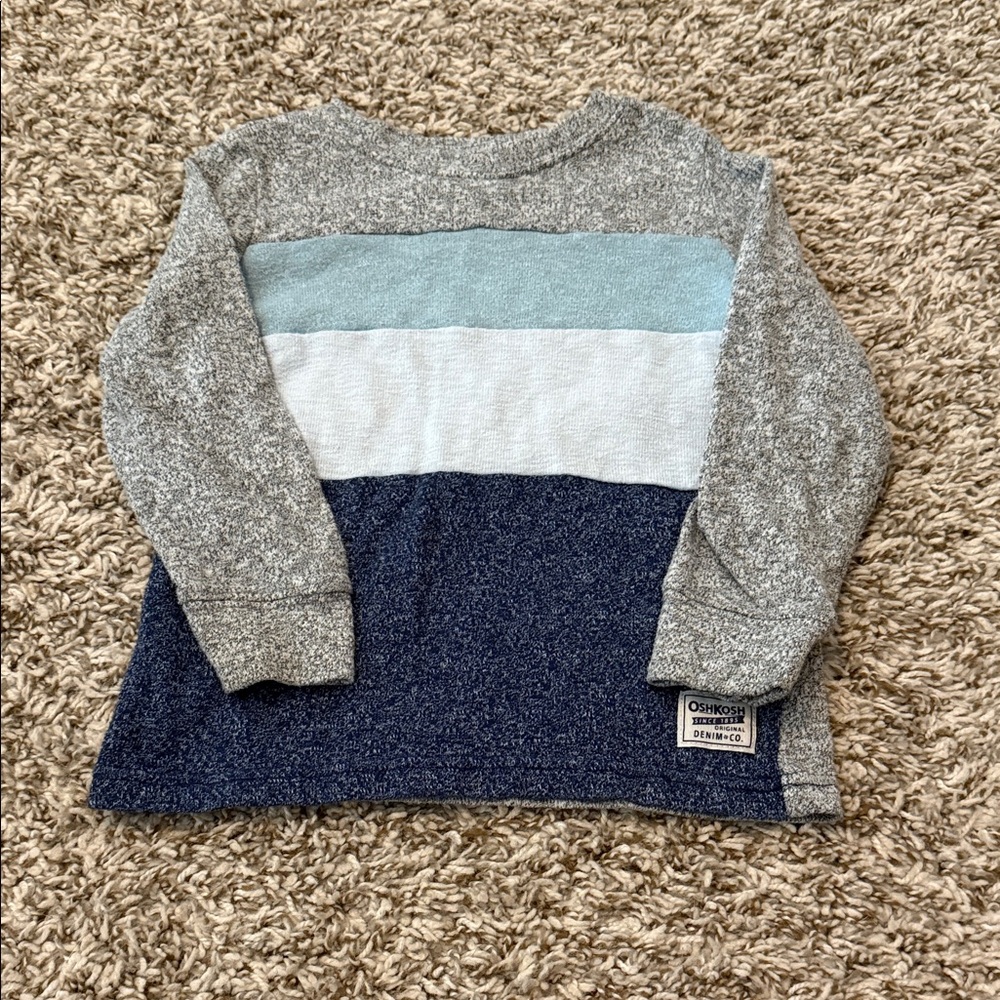 OshKosh B'gosh Kids' Long Sleeve Colorblock Tee - Gray, Light Blue, Navy